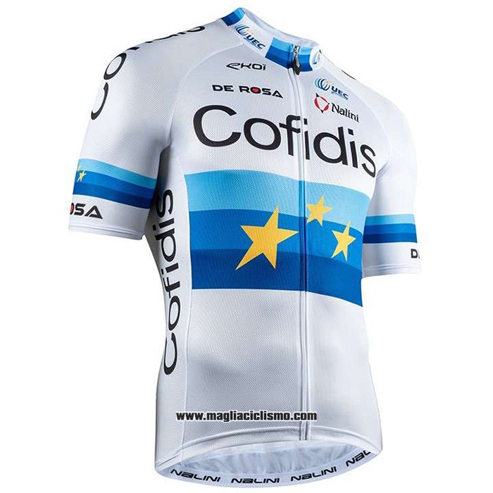 2020 Abbigliamento Ciclismo Cofidis Campione Europa Manica Corta e Salopette
